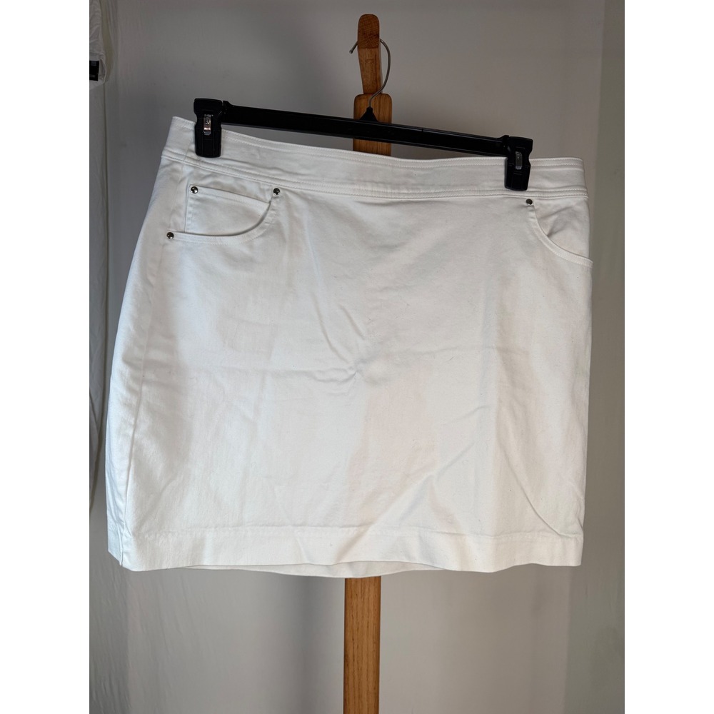 Kim‎ Rogers Womens White Denim Mini Skirt Size 18 Casual Five Pocket Classic